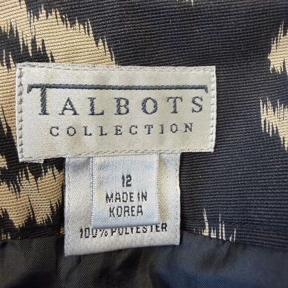 Talbots Collection Cotton/Silk Blend Skirt, Black & Tan, 12 - Picture 4 of 8